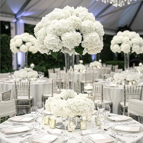 Auihiay 10PCS Hydrangea Artificial Flowers, Faux White Flowers | for Wedding Centerpieces, DIY Bouquets, Bridal Shower, Floral Decor Home Decoration with Stems thumbnail 2