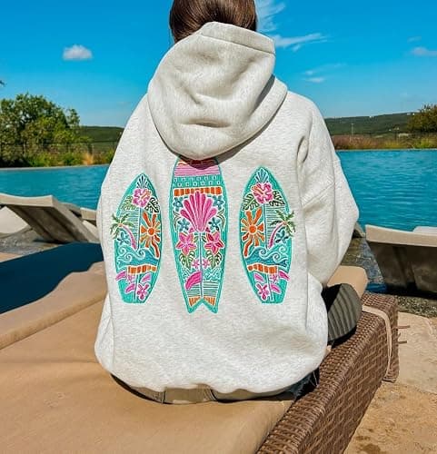 ROAONOCOMO Women Y2K Embroidered Hoodie Floral Graphic Oversized Pullover Hoodie Cute Animal Pocket Hooded Sweatshirts thumbnail 3