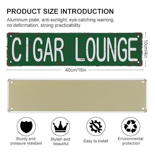 Street Sign Cigar Lounge Poster For Home Office Bedroom Outdoors Cafes Pub Wall Decor Plaque Sign 16X4 Inch thumbnail 3