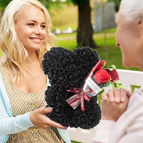 hodipea Rose Bear Gifts for Women-Best Gift for Valentine's Day,Mother's Day,Christmas,Birthday,Handmade Artificial Rose Teddy Bear Gifts for Girlfriend,Mom, and Daughters,Surprise Clear Gift Box thumbnail 5