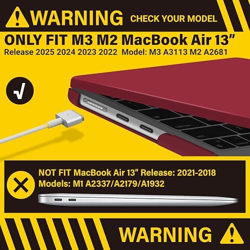 IBENZER Compatible with 2025 2024 2023 2022 MacBook Air 13 inch Case M4 A3240 M3 A3113 M2 A2681, Hardshell Case & KeyboardCover & ScreenFilm for Mac Air 13.6, Wine Red, KK-WR+2 thumbnail 3