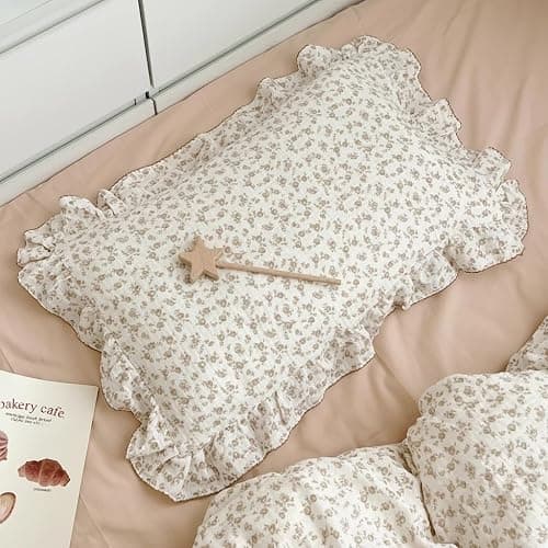 BuLuTu Cotton Muslin Kids Toddler Pillowcase Standard Cute Camellia Flowers Super Soft Travel Pillow Nursery Pillowcase for Boys,Girls,Bedding Decor Machine Washable, Durable Pillowcase,1 Piece thumbnail 2