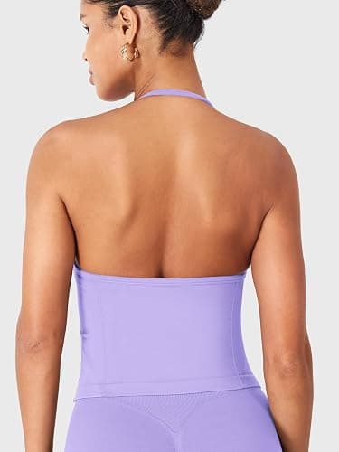 YEOREO SoftHue Impact Longline Strappy Top Women's Halter Workout Tank Tops Backless Gym Longline with Adjustable Strap thumbnail 6