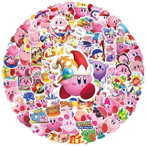 100PCS Cartoon Kirby Stickers for Kids,Vinyl Waterproof Decal for Water Bottle Laptop Toy Sticker for DIY Decorate Bumper Phone Hard Hat Kids Teens Gifts (Kirb) thumbnail 5