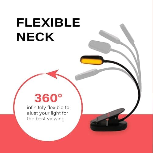 hooga Amber Book Light, Rechargeable Clip-On Blue Light Blocking LED Reading Light, 1600K Warm Eye Care for Bed, Students, Kids, Travel, Nursing, Studying thumbnail 7