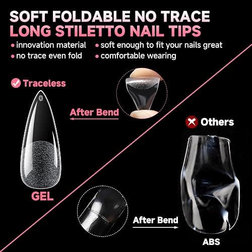 UNA GELLA Long Stiletto Gel Nail Tips Full Cover 120pcs Half Matte Nail Tips Long Stiletto Almond Fake Clear Nails Tips S tiletto Press on Nails for Nail Extensions Home Nail Art Salon 12 Sizes thumbnail 5