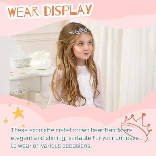 Cinaci 5 Pack Sparkly Glitter Rhinestone Silver Metal Headbands Wedding Hair Crowns Tiaras Clasps Accessories for Kids Girls Women Brides - 5 Pack S2 thumbnail 2