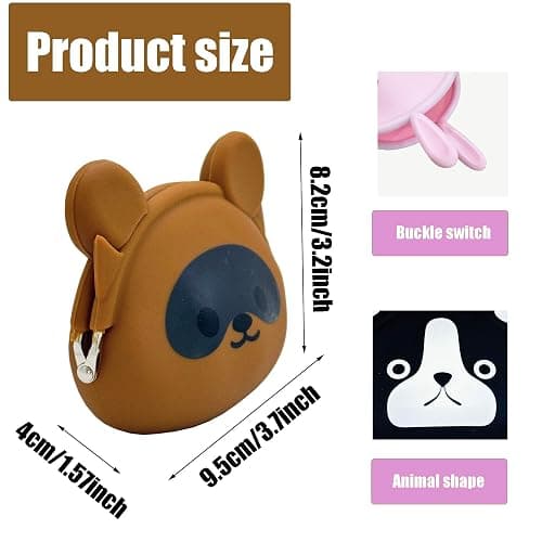 MIAO JIN 4 Pack Animal Coin Purse Cartoon Silicone Change Pouch Gift Bag with Clasp Kiss Lock Coin Wallet Vintage Trinkets Pouch Headset Bag thumbnail 3