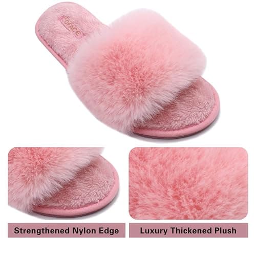 COFACE Arch Support Slippers for Women Ladies Faux Fur Slip On Sliders Orthopedic Slippers for Plantar Fasciitis thumbnail 2