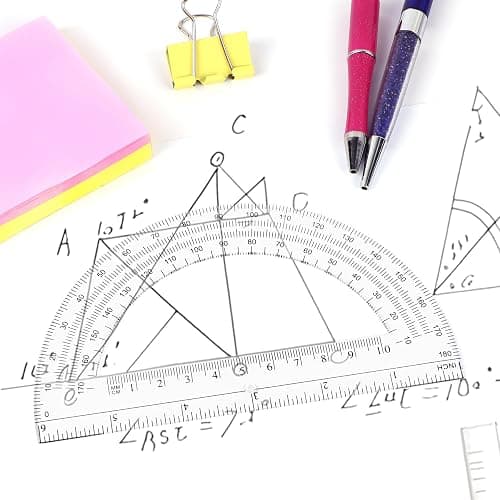 Unjoo Plastic Protractor Math Protractors 180 Degrees for Geometry Classroom Student School Office Supplies, 6 Inch, Pack of 2 (Clear) thumbnail 6