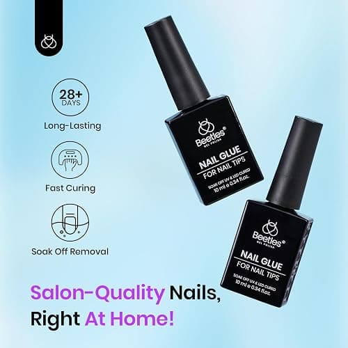 Beetles 9 in 1 Gel Nail Glue for Acrylic Nails Tips, 2 Pcs 10ml Super Strong Nail Glue for Clear False Nails Tips Base Coat Rhinestones Blooming Art Summer Nails Long Lasting U V Light Cure thumbnail 2