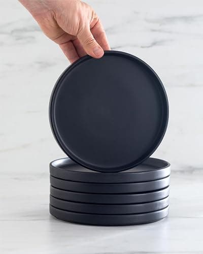 24 Piece Black Dinnerware Set for 8 | Matte Black Plates and Bowls Sets, Modern Stoneware Black Dishes Set | Scratch Resistant, Dishwasher & Microwave Safe | Matte Black Finish Ultra-Chic & Modern thumbnail 2