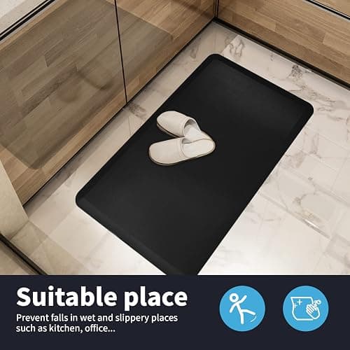 Art3d Anti Fatigue Mat - 1/2 Inch Cushioned Kitchen Mat -Comfort & Non Slip Cushion for Standing Desk, Office or Garage Floor (17.3"x28", Black) thumbnail 6