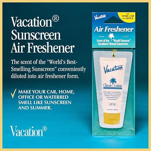 Vacation Car Air Freshener, Pack of 3 - Hanging Air Freshener for Car, Home and Office, Vacation by Vacation Sunscreen Signature Scent, Long-Lasting Deodorizer thumbnail 2