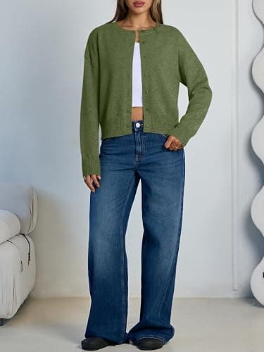 Trendy Queen Cropped Cardigan Sweaters for Women Lightweight Cropped Y2k Fall Outfits Spring Fashion Clothes 2026 thumbnail 6