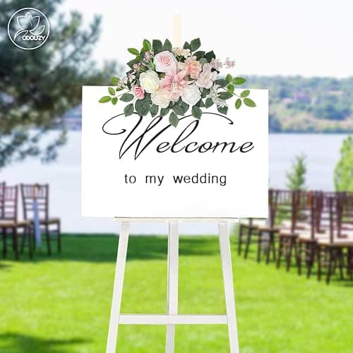 Odouzy Wedding Arch Flowers Kit,Artificial Flower Arch Decor (Set of 3),2pcs Artificial Flower Arrangement with 1pc Sheer Drape for Wedding Decor Reception Backdrop Floral Decorations (Light Pink) thumbnail 8