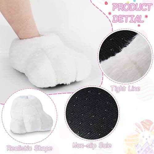 Geyoga Easter Adult Bunny Shoes Rabbits Foot Shoes Bunny Feet Slippers White Costume Slippers Adult Cartoon Feet thumbnail 5