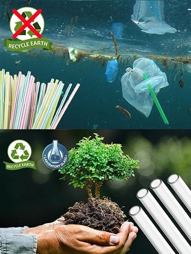 Glass Straws Drinking Reusable 20 Pack,Size 8.5''x10MM, 8.5’’x8MM and 6''x10MM,Glass Straws Shatter Resistant Including 12 Straight and 4 Bent with 4 Brushes, Reusable Glass Straw for Cocktail,Juice thumbnail 7