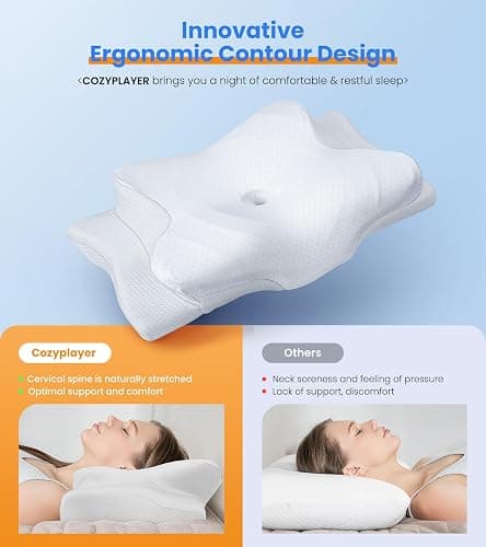 Ultra Pain Relief Cooling Pillow for Neck Support, Adjustable Cervical Pillow Cozy Sleeping, Odorless Ergonomic Contour Memory Foam Pillows, Orthopedic Bed Pillow for Side Back Stomach Sleeper - White - Queen thumbnail 2