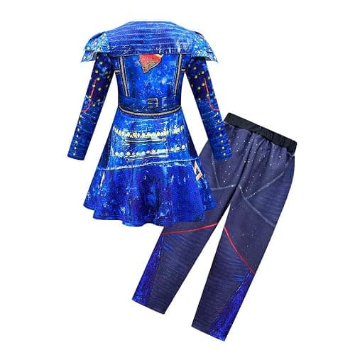 Naeviwth Rise of Red Costume Kids Girls Zipper Jacket and Pants Costumes Child Size 4-14Y - 10-11 Years - Blue Costume With Wig thumbnail 2