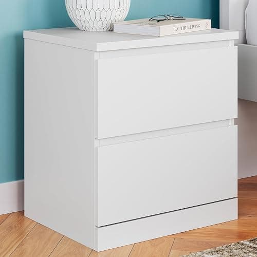 Signature Design by Ashley Onita Contemporary 2 Drawer Nightstand, 21.75" Tall, White thumbnail 2