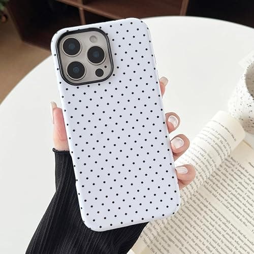 Sayoaho Compatible with iPhone 14 Pro Max Case, Fashion Cute Polka Dot Pattern Aesthetic Design for Women, Soft TPU and Hard Back Shockproof Phone Case for iPhone 14 Pro Max 6.7 inch, White thumbnail 3