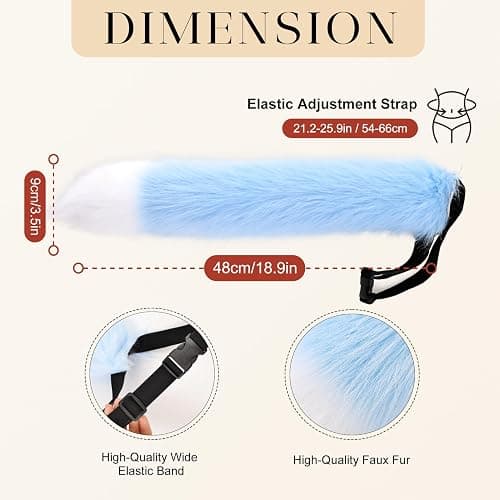 iHUFeather Faux Fur Furry Tail for Cosplay Halloween Fancy Party Costume Accessories thumbnail 2
