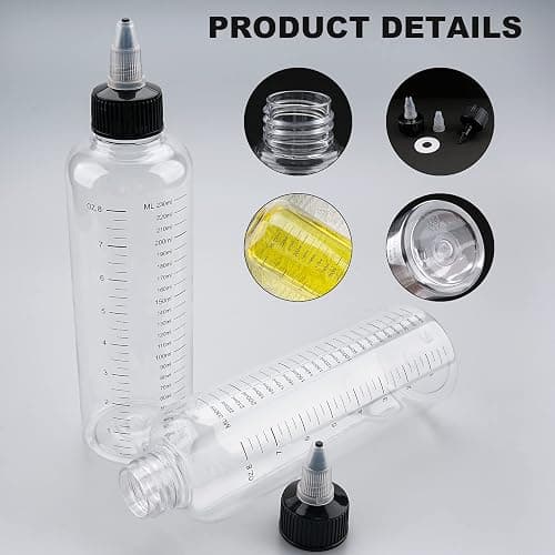 Cosywell Applicator Bottle for Hair Dye 8.5oz 2 Pack With Graduated Scale, Twist-On Top Tip Cap, Empty Plastic Color Oil Squeeze Bottles thumbnail 3