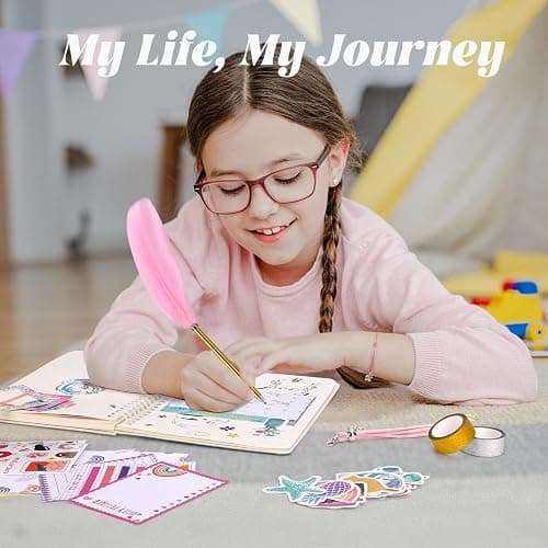 VERTOY DIY Journal Kit for Girls - Ideas Birthday Gifts and Toys Age 8 9 10 11 12 13+ Years Old, Kids Scrapbook Journaling Kit for Writing Diary Supplies Set, Teen Girls Trendy Stuff thumbnail 2