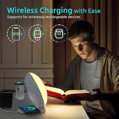 MOMILLA Sunrise Alarm Clock, 3 in 1 Wireless Charging Station, Smart App Control White Noise Sound Machine, Wake up Light, Sunset Night Light Alarm Clocks for Heavy Sleepers Kids thumbnail 3