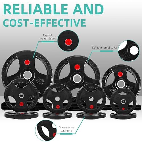 Fitvids Olympic 2-Inch Cast Iron Barbell Set, Including 300 LBS Weight Plates and 7FT Barbell Set, Multiple Packages thumbnail 3
