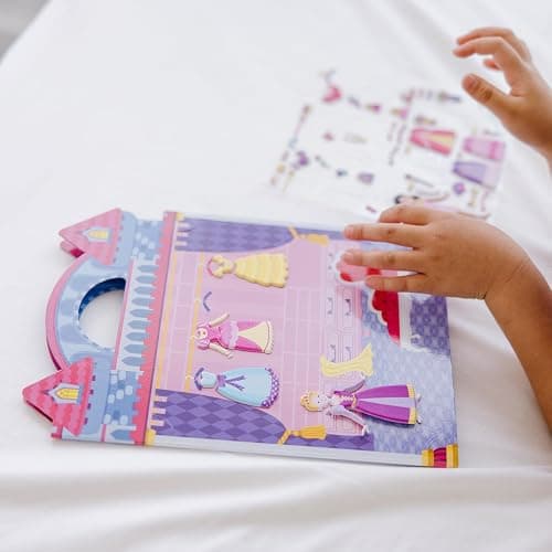 Melissa & Doug Puffy Sticker Play Set – Princess, 67 Reusable Stickers with 2 Fold-Out Scenes, Restickable Fashion Activity Book, Mess Free Travel Toys for Kids Ages 4+ thumbnail 7