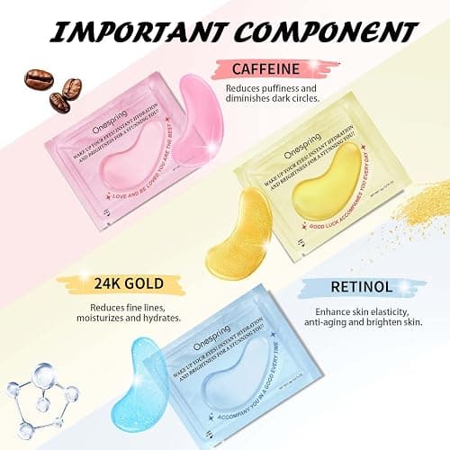 Onespring Eye Masks (36 Pairs) - Caffeine, Retinol, 24K Gold for Puffiness, Dark Circle, Wrinkles, Fine Lines - Firming Eye Gel Pads, Great for Holiday Gifts and Personal Use thumbnail 4