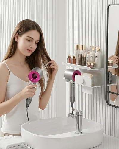 FEWOMAT Wall Mount Hair Tool Organizer & Hair Dryer Rack — Space-Saving Hair Appliance Organizer and Blowdryer Wall Mount for Bathroom thumbnail 3