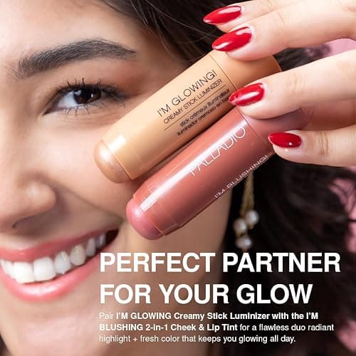 Palladio I'm Blushing 2-in-1 Cheek and Lip Tint, Buildable Lightweight Cream Blush, Sheer Multi Stick Hydrating formula, All day wear, Easy Application, Shimmery, Blends Perfectly onto Skin, Dainty thumbnail 8