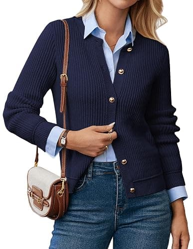 GRACE KARIN Knit Cardigan Sweaters for Women Long Sleeve Ribbed Button Up Sweater 2025 Fall Casual Jacket - Image 1
