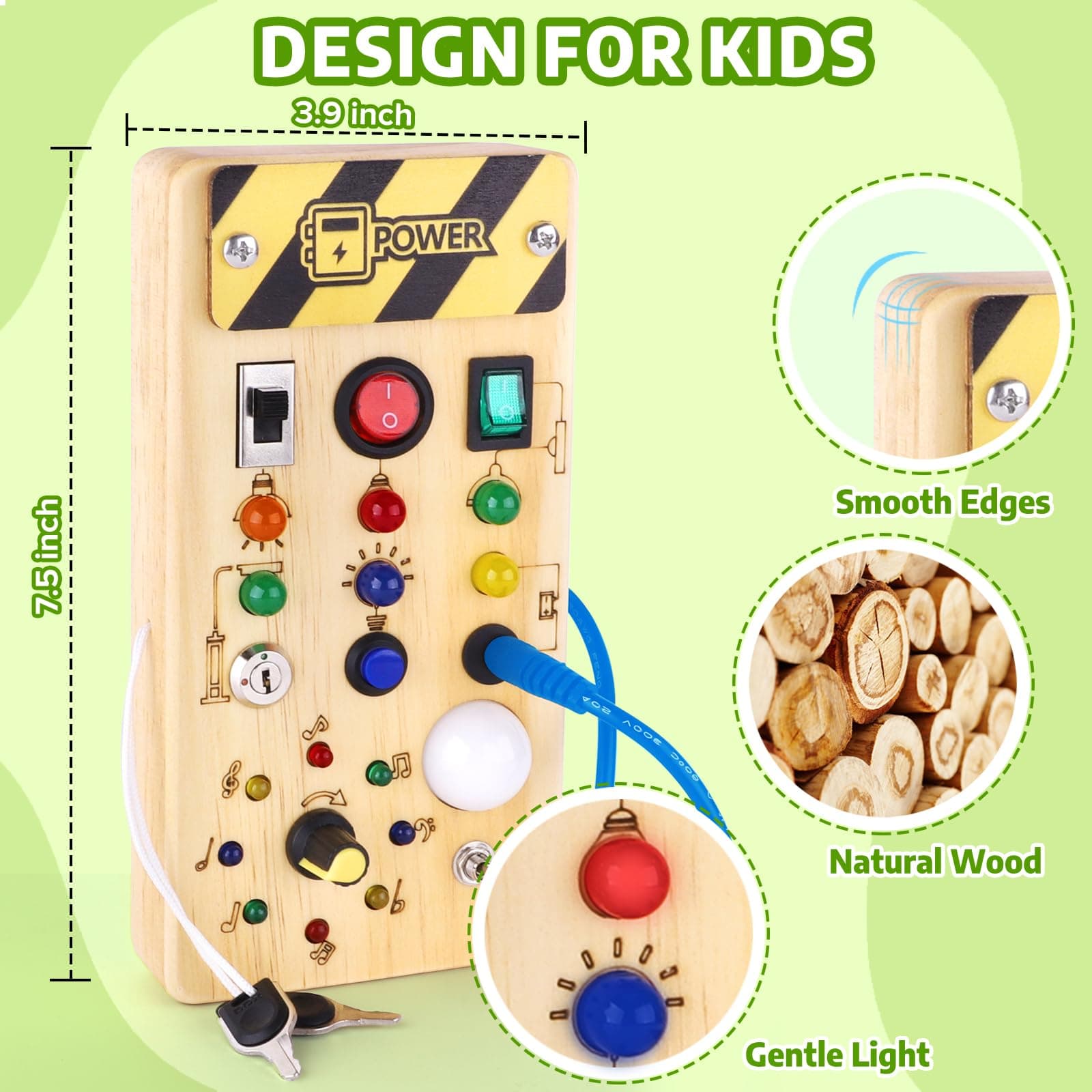 Montessori Busy Board Kids Toys, Toys for 1+ Year Old, Sensory Wooden Boy Toddler Games thumbnail 4