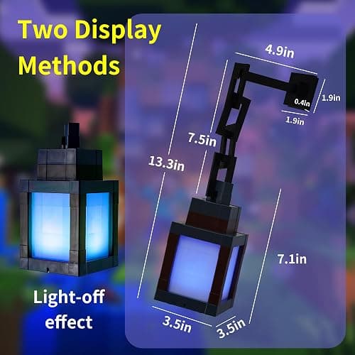 Pixelated Lantern Night Light - USB Rechargeable Night Lamp - 16 Colors LED Mood Light Touch Switch & Remote Control - Wall or Table Mounting Lights, Ideal for Room, Game Room Decor, Gifts for Boys thumbnail 5