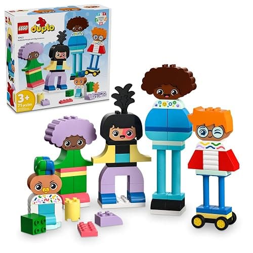 LEGO DUPLO Town Buildable People with Big Emotions Interactive Toy for Ages 3 and Up, 5 Characters with 10 Role-Play Faces, 71 Colorful Bricks for Mix-and-Match Customizable Fun, 10423 - Image 1