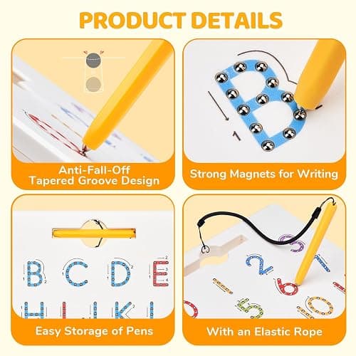 GAMENOTE Double Sided Magnetic Letter & Number Board Set - Alphabet & Numbers Tracing Board for Toddlers, ABC Uppercase & Lowercase Practicing, Math Learning, Educational Toys for Kids thumbnail 6