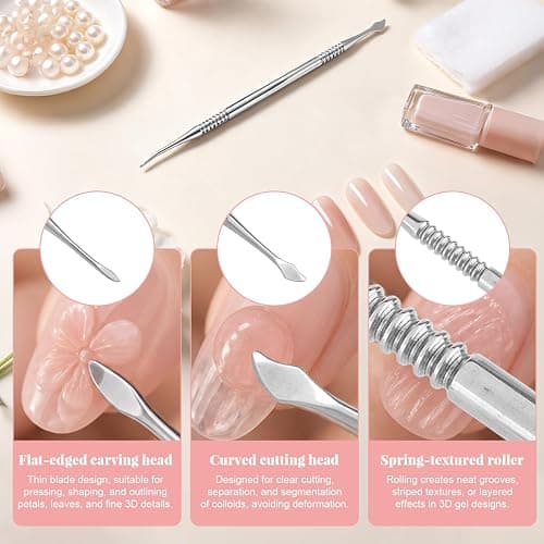 3pcs Nail Art Sculpting Tools, 3D Nail Gel Sculpting Tool Set | Double-Head 3D Gel Nail Art Sculpting Tools Set DIY Manicure Supplies Suitable for Home and Salon Supplies thumbnail 5