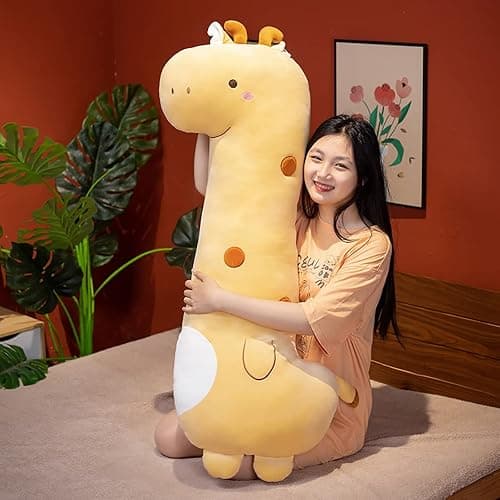 PEACH CAT Cute Long Giraffe Plush Pillow Kawaii Giraffe Stuffed Animal for Girls and Boys Yellow 35.4" thumbnail 2