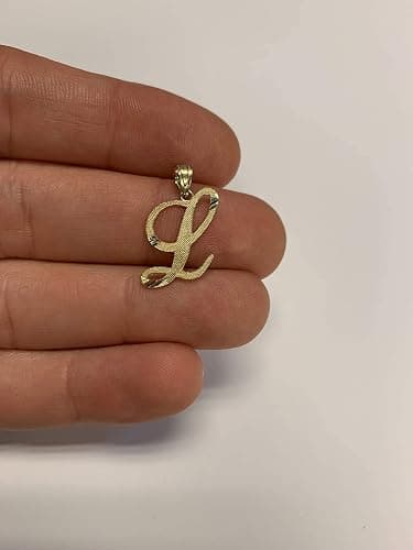 Ice on Fire Jewelry 10k Gold Initial Pendant thumbnail 4