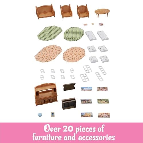 Calico Critters Comfy Living Room Set - Toy Dollhouse Furniture & Accessories Set for Ages 3+ thumbnail 3