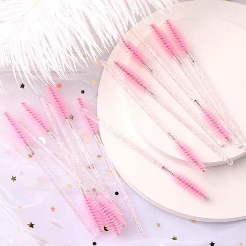 Tbestmax 500 Disposable Mascara Wands Eyelash Brush Spoolies for Eyebrow Eye Lash Extension Pink thumbnail 7