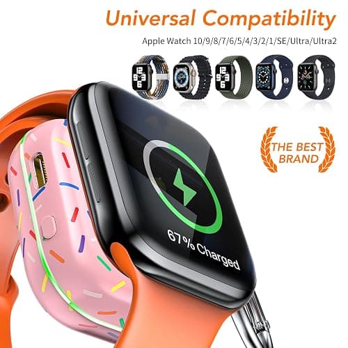 Portable Wireless Charger for Apple Watch 9,1200mAh Fast Charging iWatch Charger Keychain,Magnetic Wireless Travel Power Bank for Apple Watch Series11/ 10/9/8/7/6/SE/5/4/3/2/1/Ultra, Festival Gift thumbnail 3