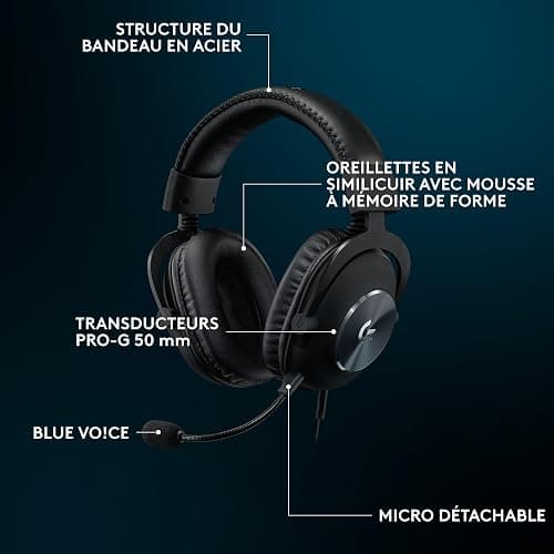 Logitech G Pro X SE, Casque de Gaming Filaire avec Microphone: Microphone détachable, Casque DTS: X 7.1, convertisseur N/A USB Inclus, pour PC, Xbox One, Xbox Series X|S, PS5, PS4 - Noir thumbnail 8