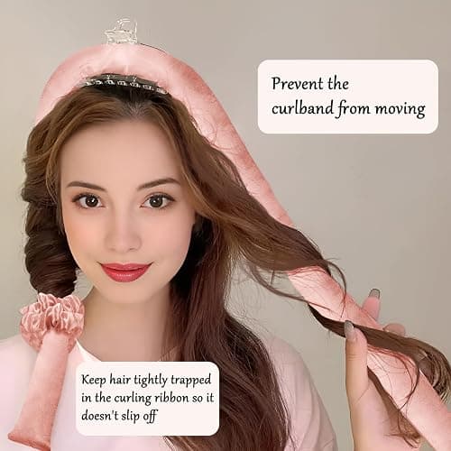 Satin Heatless Curling Set - Hair Rollers for Curls Heatless Hair Curlers & Hot Rollers Hair Curlers to Sleep in Curling Rod Headband Curler (Dreamy Rosy Clouds) thumbnail 2