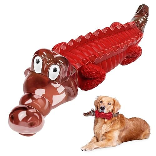 (1 Pack) Red crocodile dog chew toy - Image 1