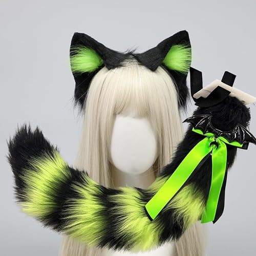QUICOMP Cat Ear Tail Costume Handmade Fox Ear Tail Raccoon Cosplay Props thumbnail 2
